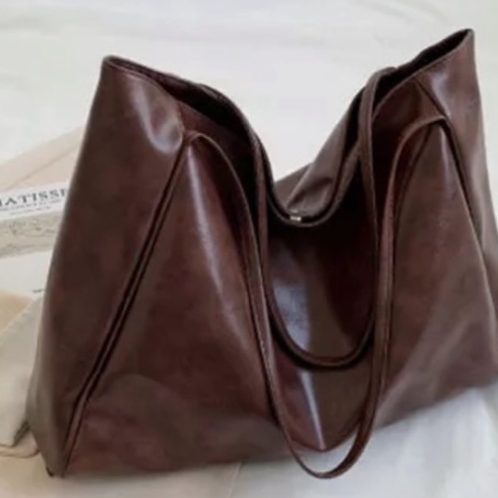 #77 Vegan Leather Brown casual Shoulder Computer work everyday handbag - Picture 5 of 6